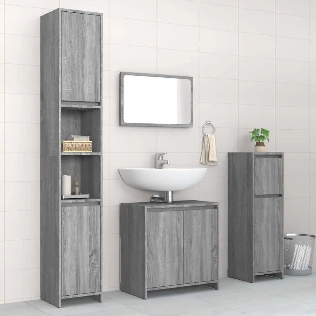 Ensemble de meubles de salle de bain 4 pcs Sonoma gris - XIOS
