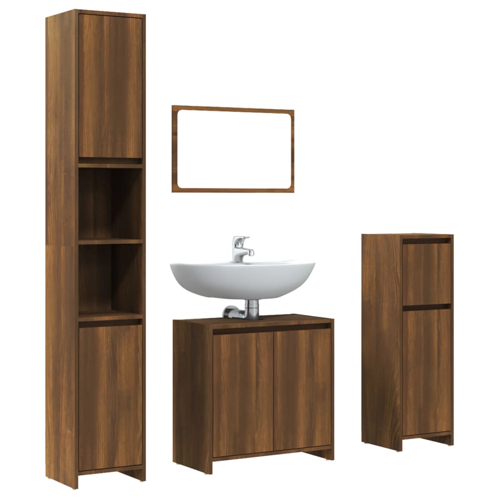 Ensemble de meubles de salle de bain 4 pcs Chêne marron Ensembles de mobilier pour salles de bains vidaXL