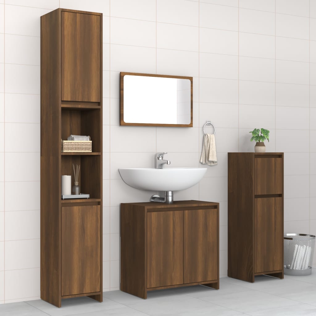 Ensemble de meubles de salle de bain 4 pcs Chêne marron Ensembles de mobilier pour salles de bains vidaXL