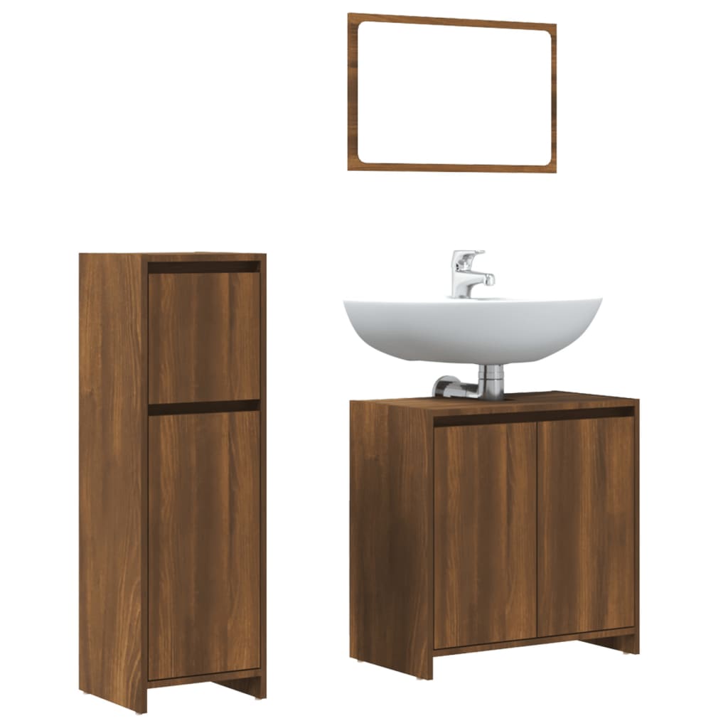 Ensemble de meubles de salle de bain 3 pcs Chêne marron Ensembles de mobilier pour salles de bains vidaXL
