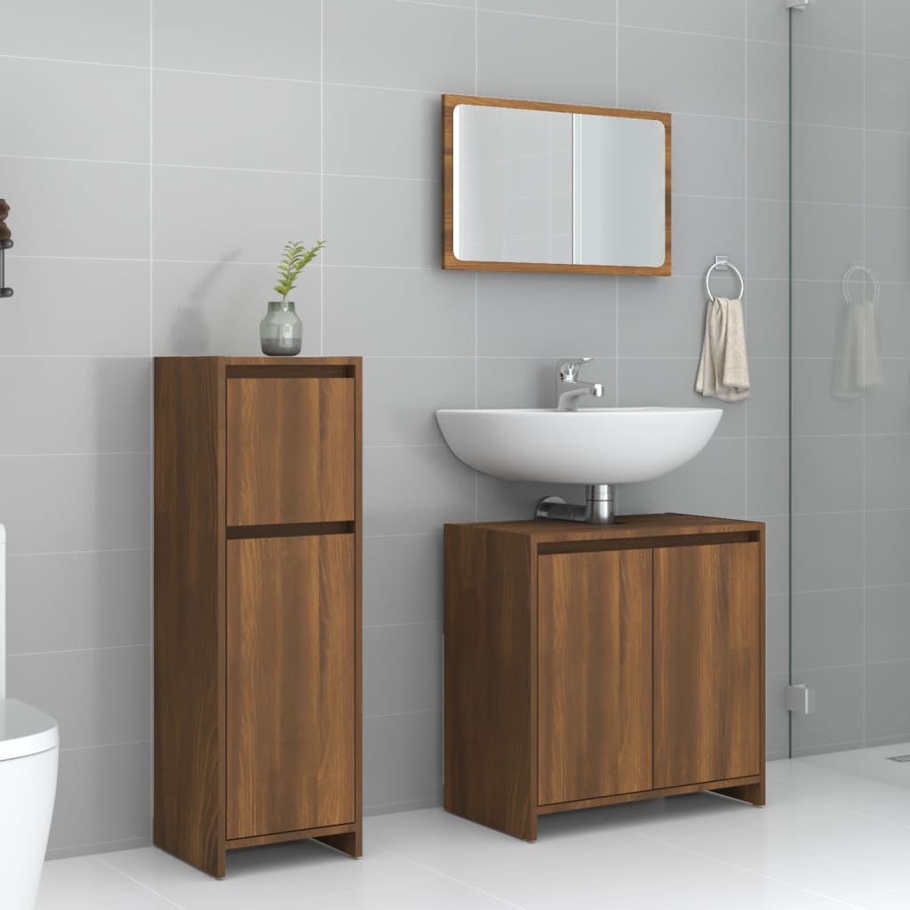 Ensemble de meubles de salle de bain 3 pcs Chêne marron Ensembles de mobilier pour salles de bains vidaXL