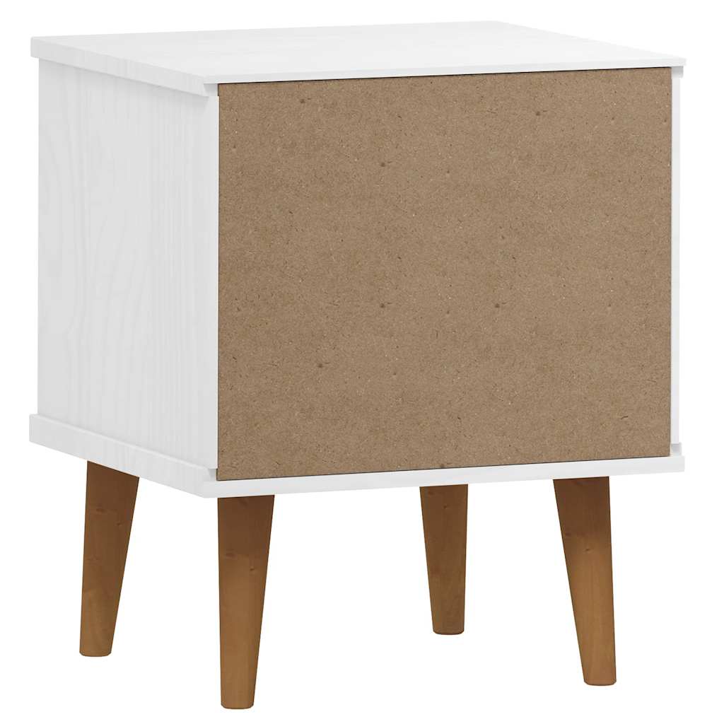 Table de chevet MOLDE Blanc 40x35x48 cm Bois de pin massif - XIOS