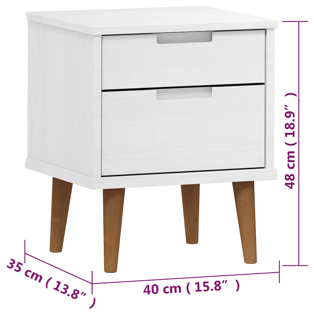 Table de chevet MOLDE Blanc 40x35x48 cm Bois de pin massif - XIOS