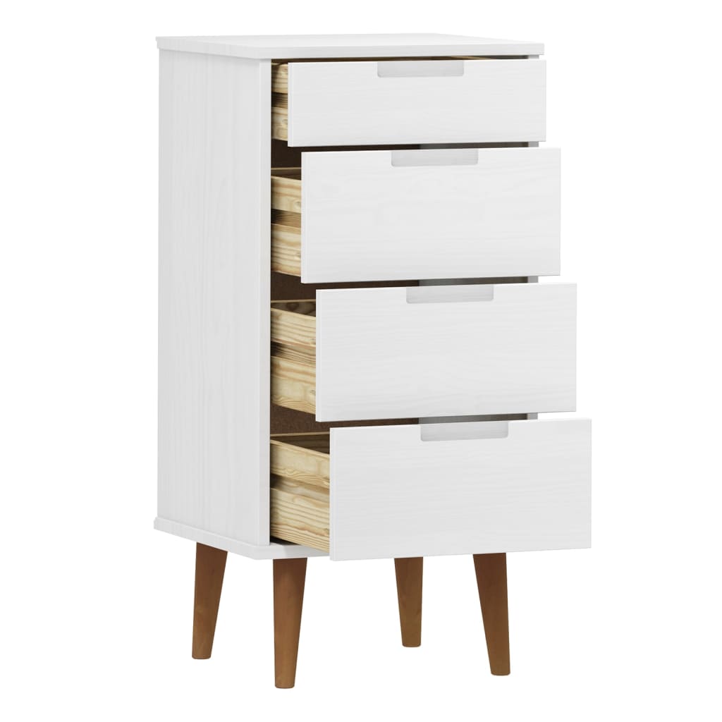 Commode MOLDE Blanc 40x35x82 cm Bois de pin massif - XIOS
