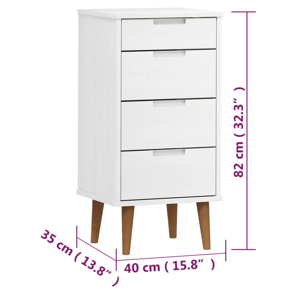 Commode MOLDE Blanc 40x35x82 cm Bois de pin massif - XIOS