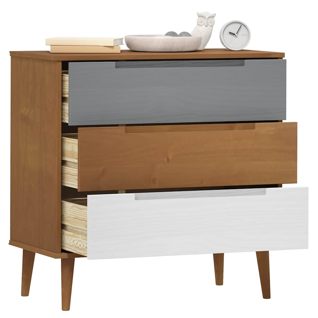 Commode MOLDE Marron 80x40x80 cm Bois de pin solide - XIOS