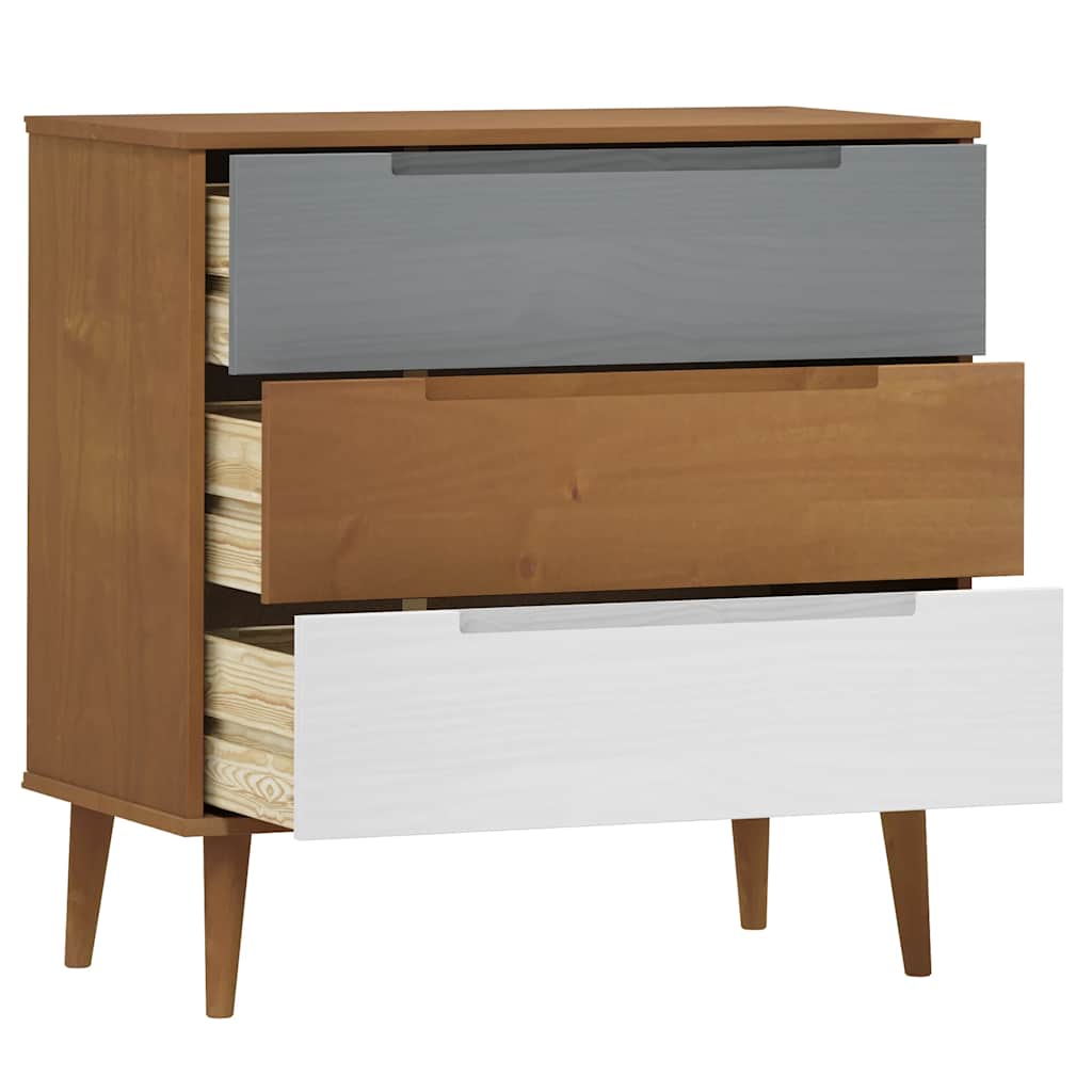 Commode MOLDE Marron 80x40x80 cm Bois de pin solide - XIOS