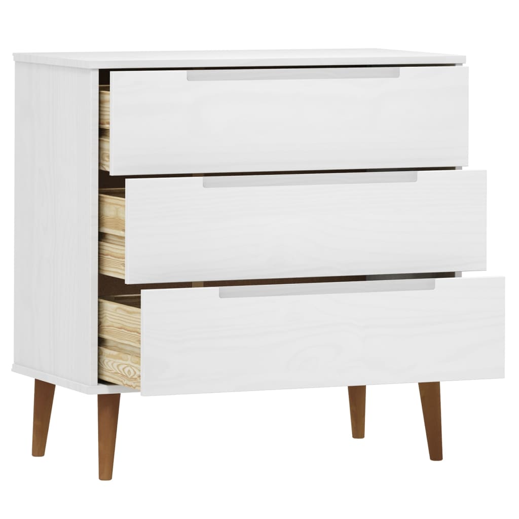 Commode MOLDE Blanc 80x40x80 cm Bois de pin massif - XIOS