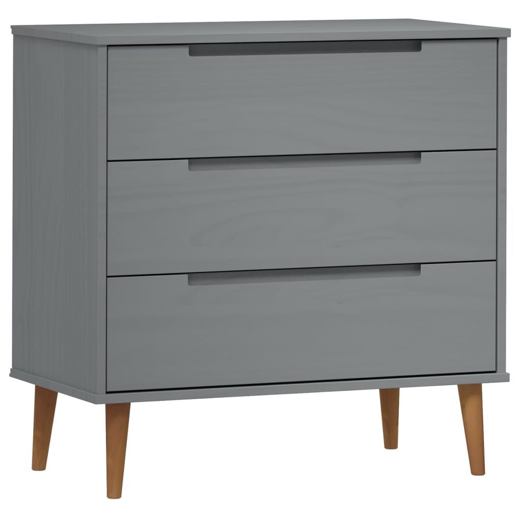 Commode MOLDE Gris 80x40x80 cm Bois de pin massif - XIOS