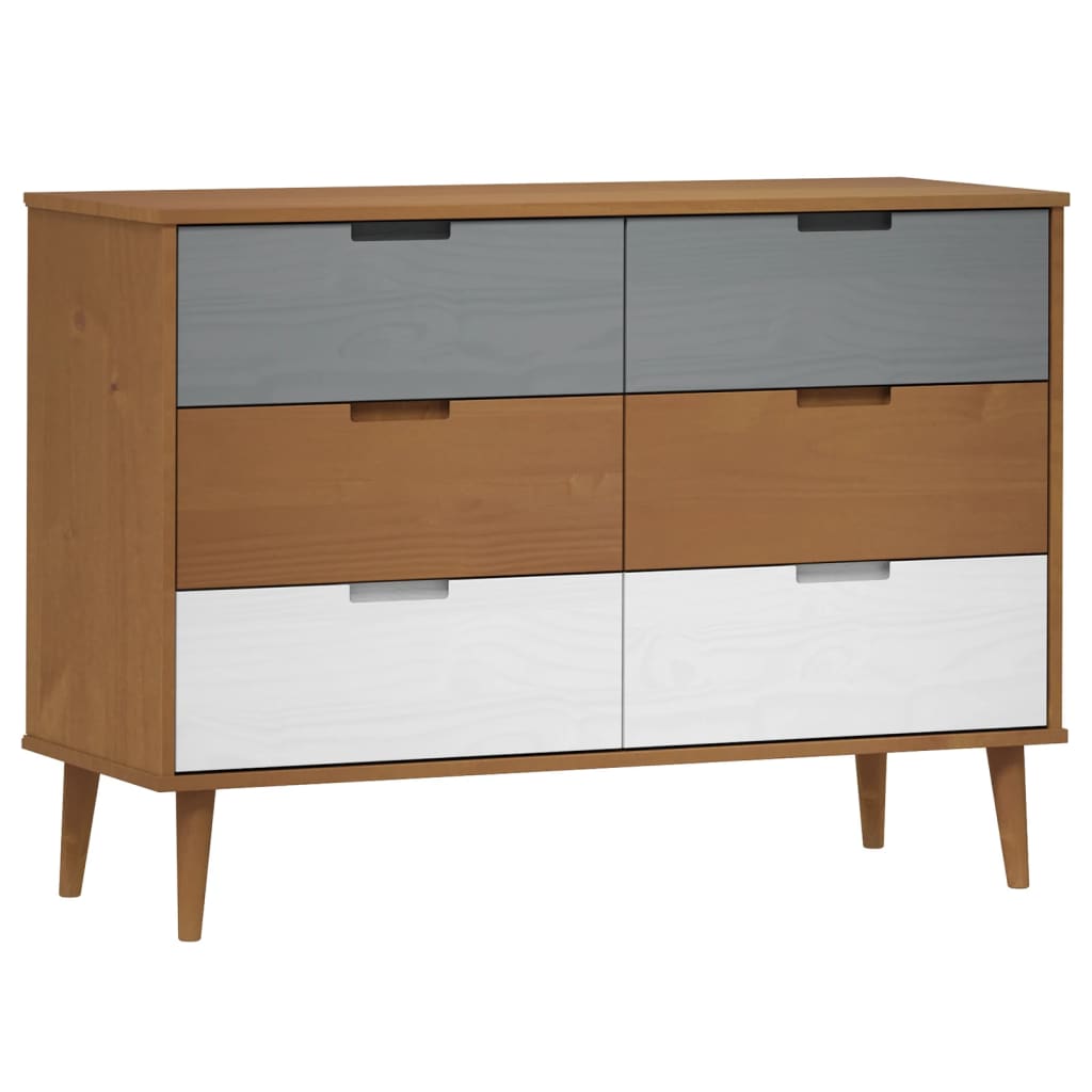 Commode MOLDE Marron 113x40x80 cm Bois de pin massif - XIOS