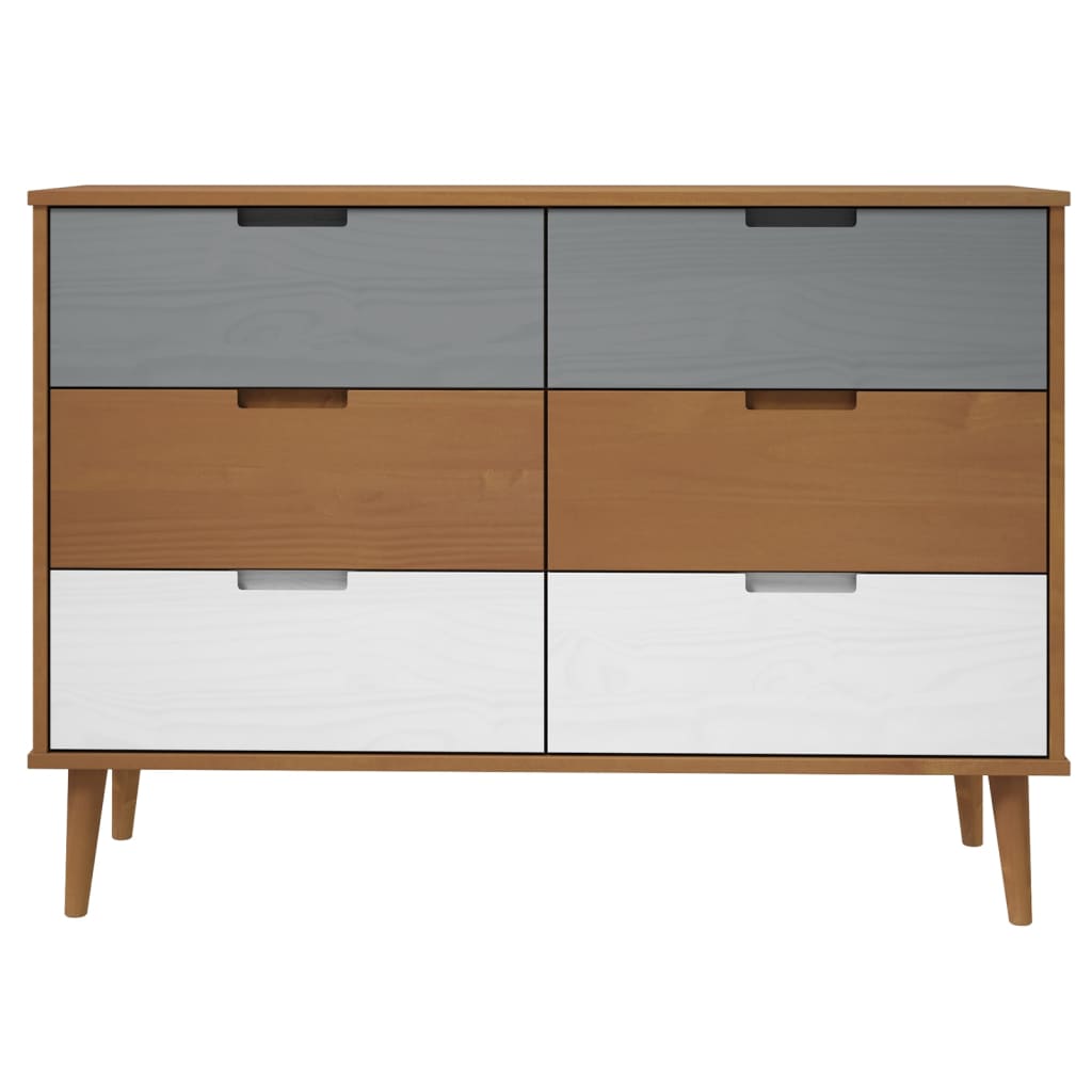 Commode MOLDE Marron 113x40x80 cm Bois de pin massif - XIOS