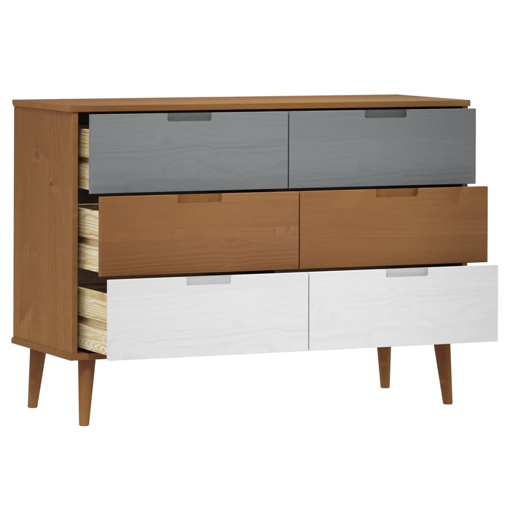 Commode MOLDE Marron 113x40x80 cm Bois de pin massif - XIOS