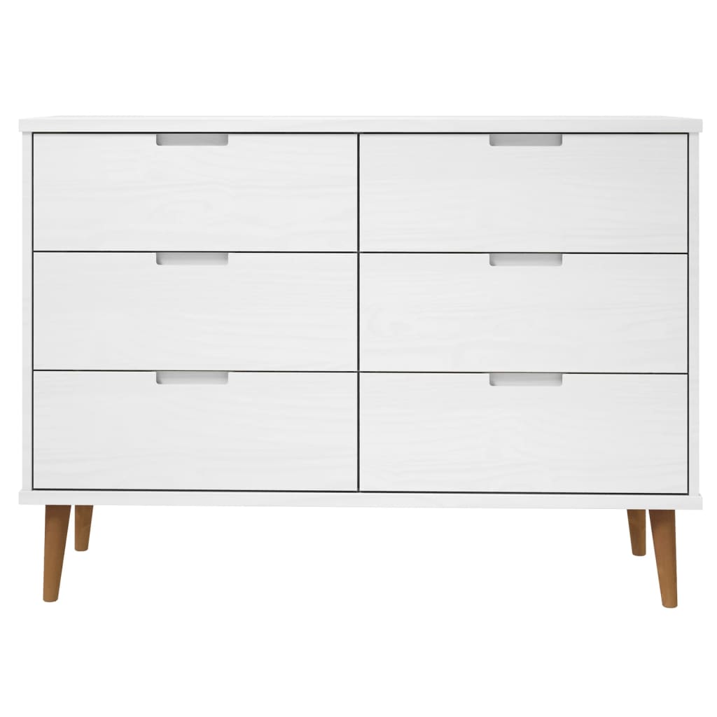 Commode MOLDE Blanc 113x40x80 cm Bois de pin massif - XIOS