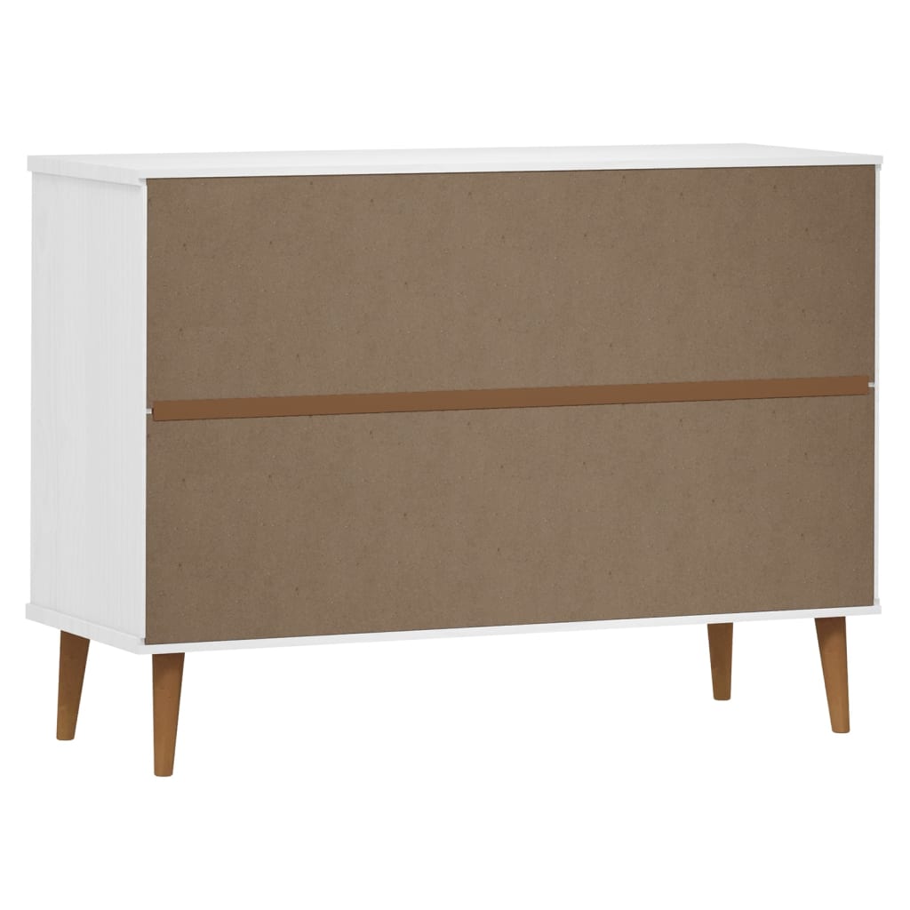Commode MOLDE Blanc 113x40x80 cm Bois de pin massif - XIOS