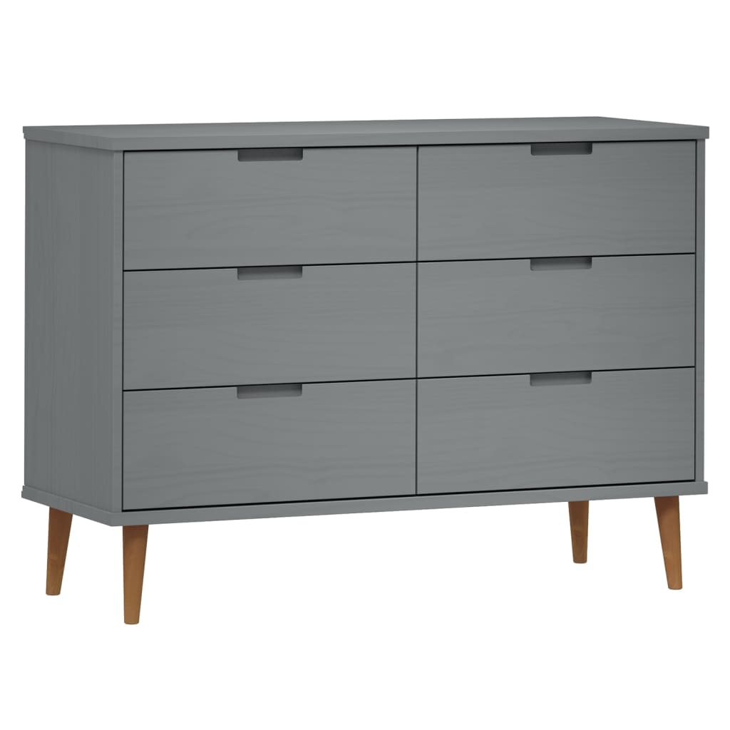 Commode MOLDE Gris 113x40x80 cm Bois de pin massif - XIOS