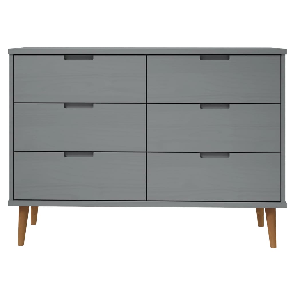 Commode MOLDE Gris 113x40x80 cm Bois de pin massif - XIOS