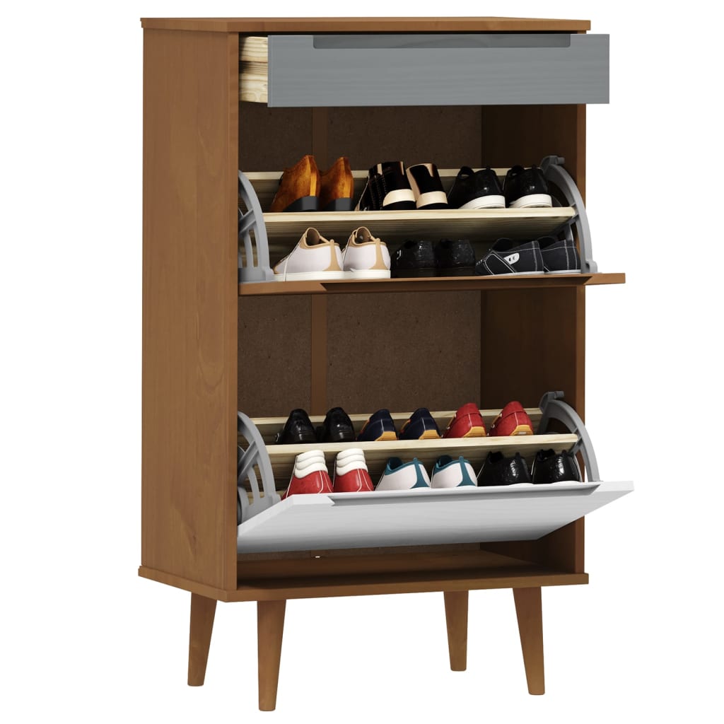 Armoire à chaussures MOLDE Marron 59,5x35x103 cm Bois de pin - XIOS