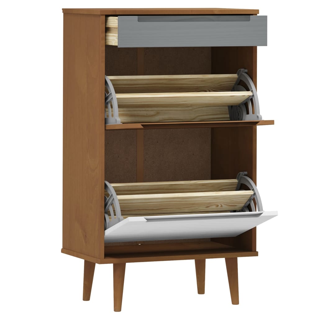 Armoire à chaussures MOLDE Marron 59,5x35x103 cm Bois de pin - XIOS