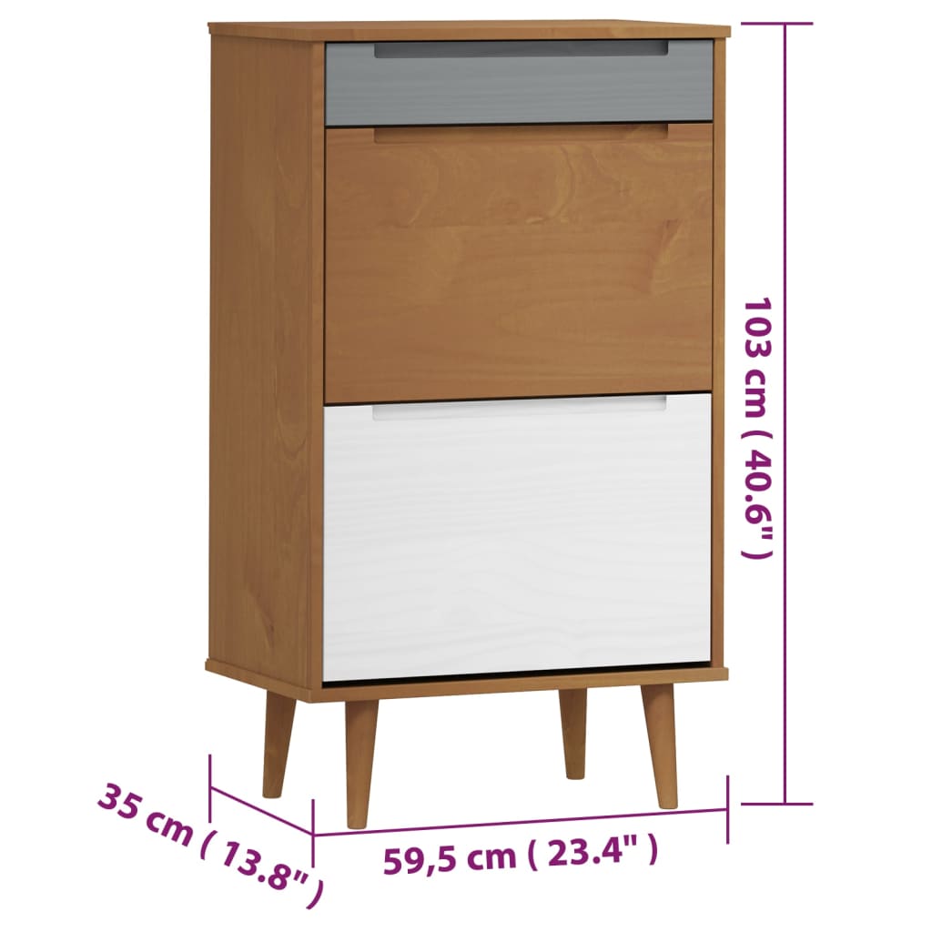 Armoire à chaussures MOLDE Marron 59,5x35x103 cm Bois de pin - XIOS