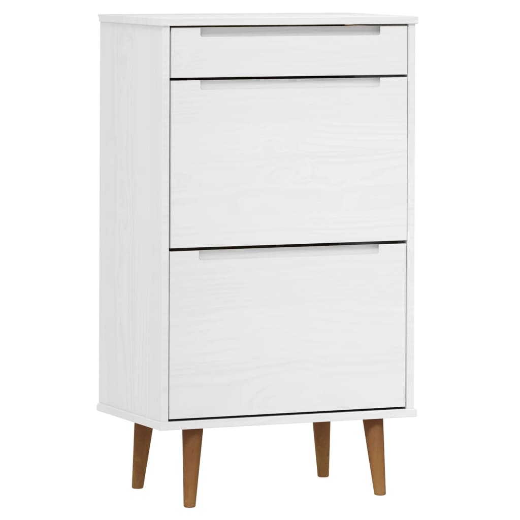 Armoire à chaussures MOLDE Blanc 59,5x35x103 cm Bois de pin - XIOS