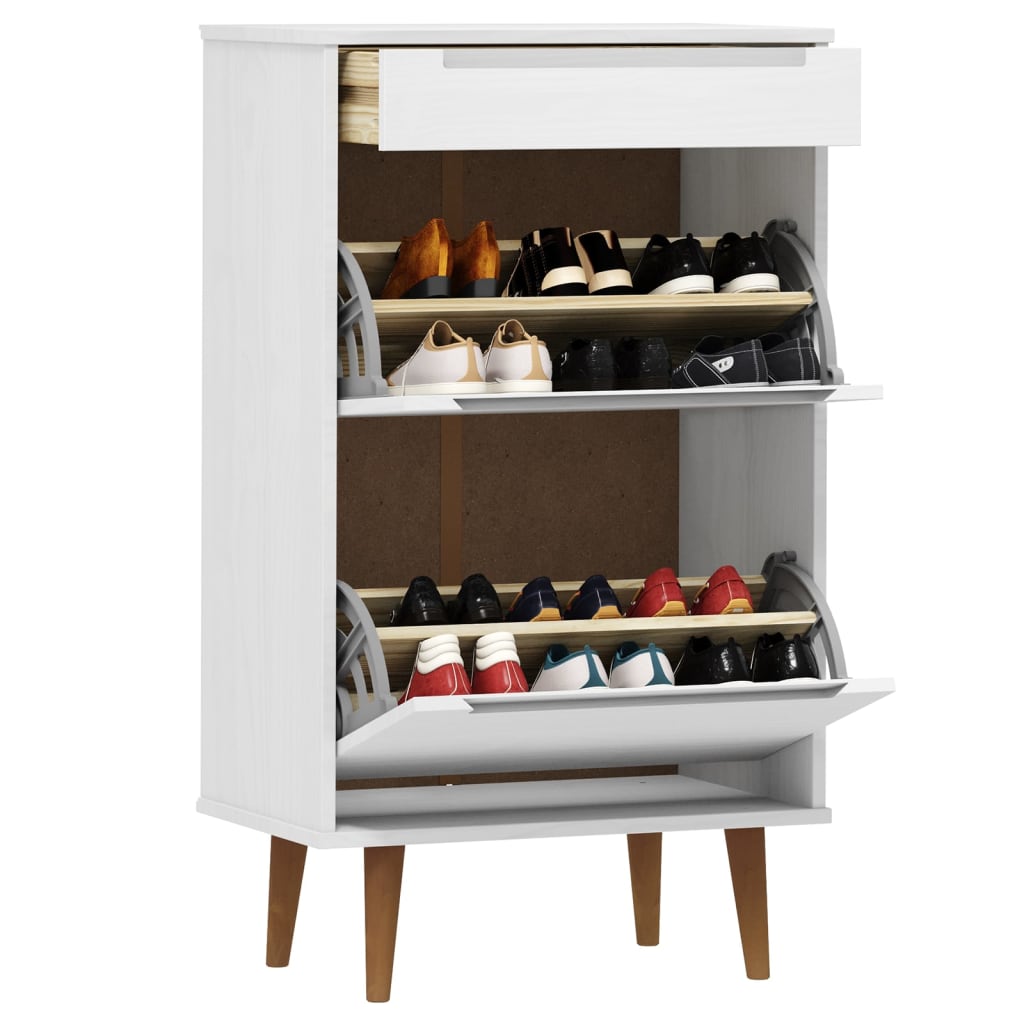 Armoire à chaussures MOLDE Blanc 59,5x35x103 cm Bois de pin - XIOS