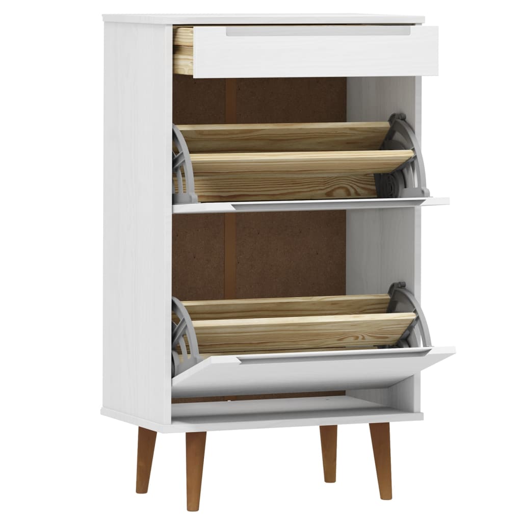 Armoire à chaussures MOLDE Blanc 59,5x35x103 cm Bois de pin - XIOS