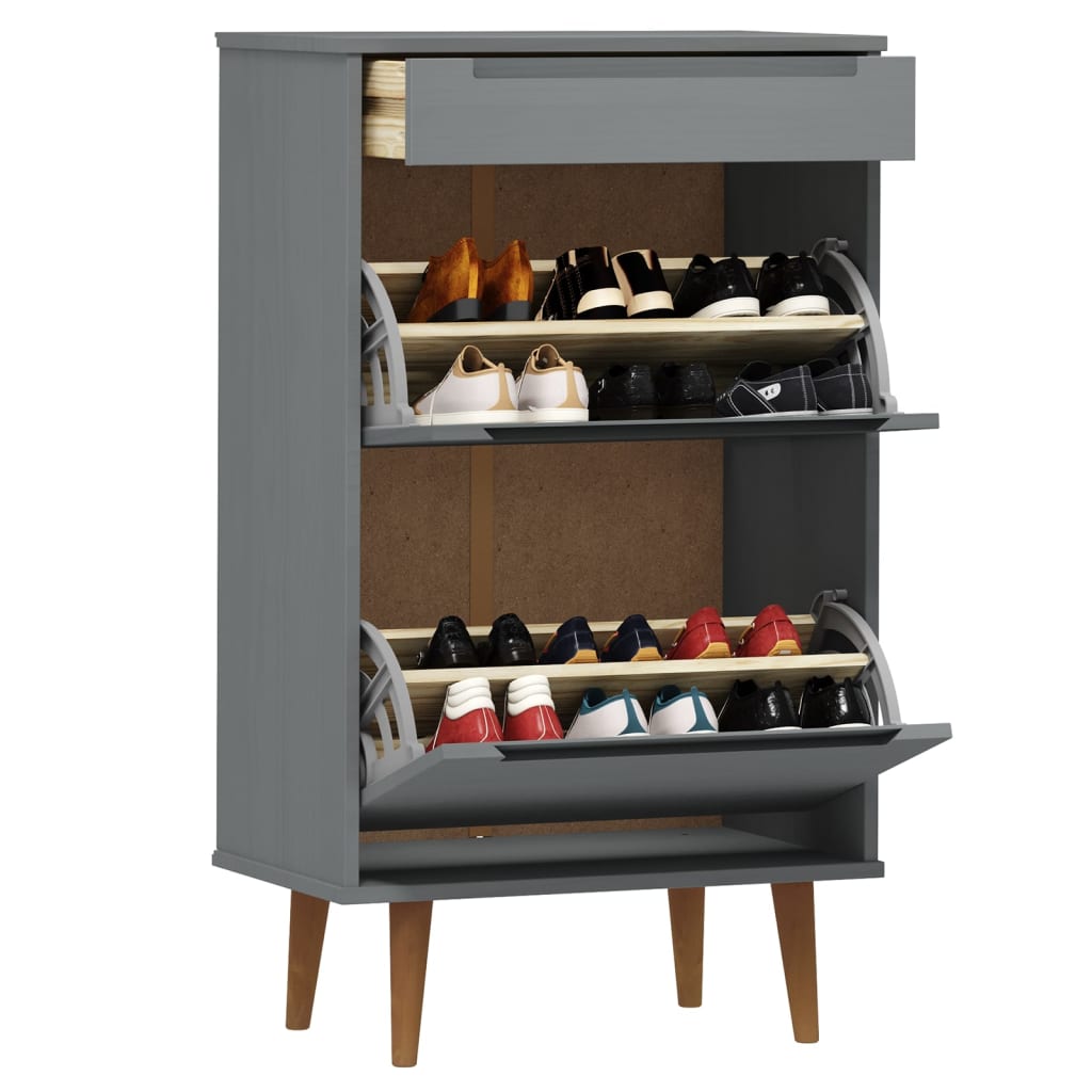 Armoire à chaussures MOLDE Gris 59,5x35x103 cm Bois de pin - XIOS
