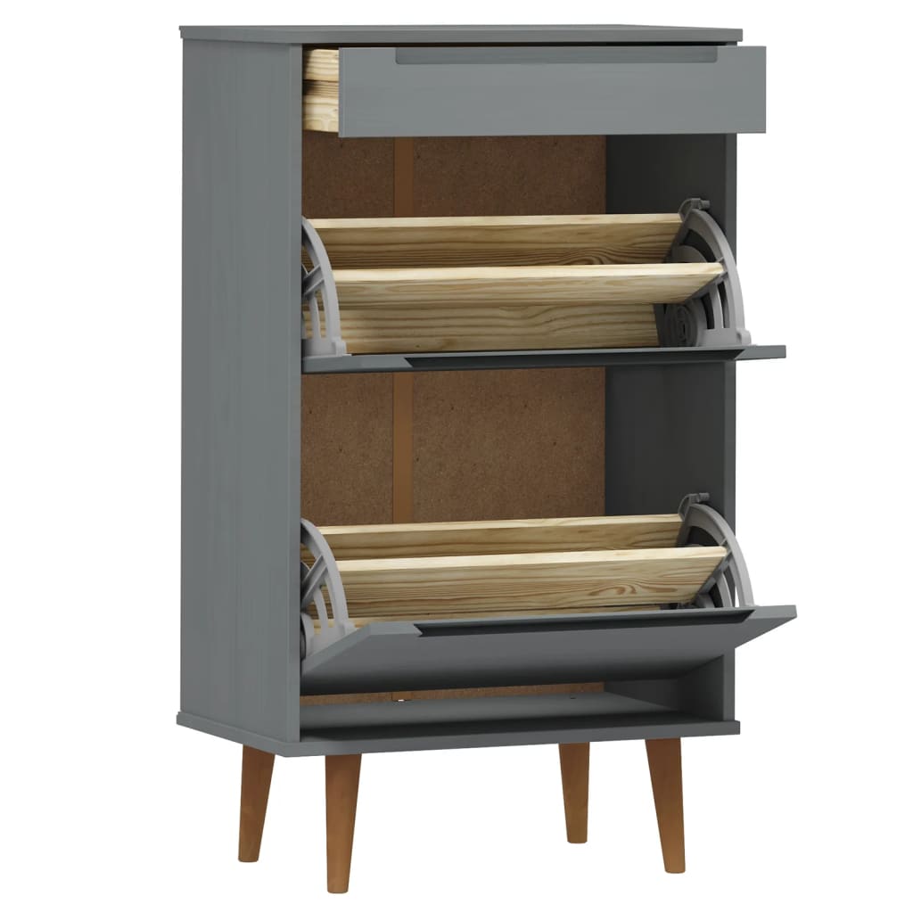 Armoire à chaussures MOLDE Gris 59,5x35x103 cm Bois de pin - XIOS
