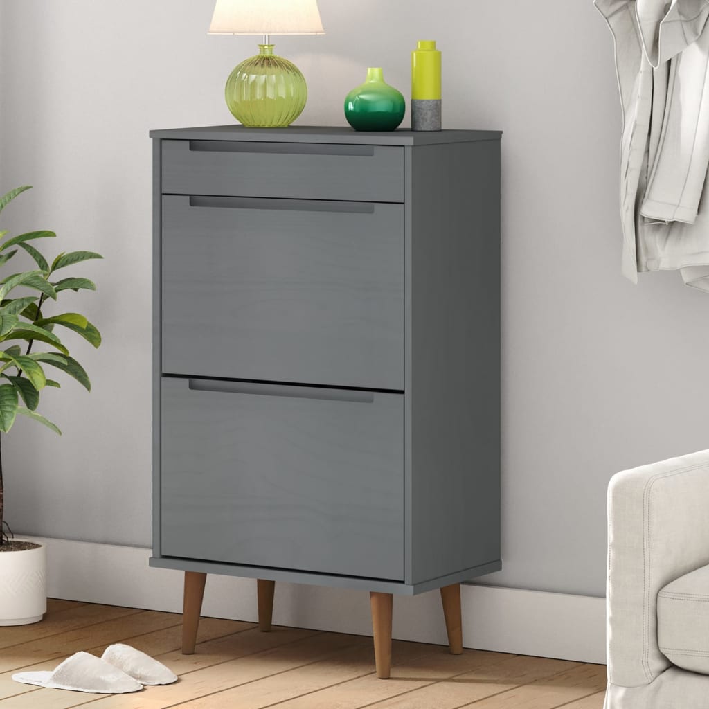 Armoire à chaussures MOLDE Gris 59,5x35x103 cm Bois de pin - XIOS