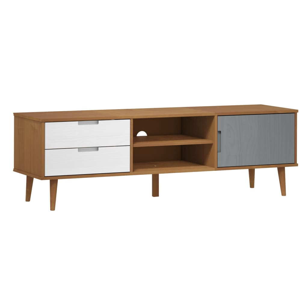 Meuble TV MOLDE Marron 158x40x49 cm Bois de pin massif Meubles TV vidaXL   