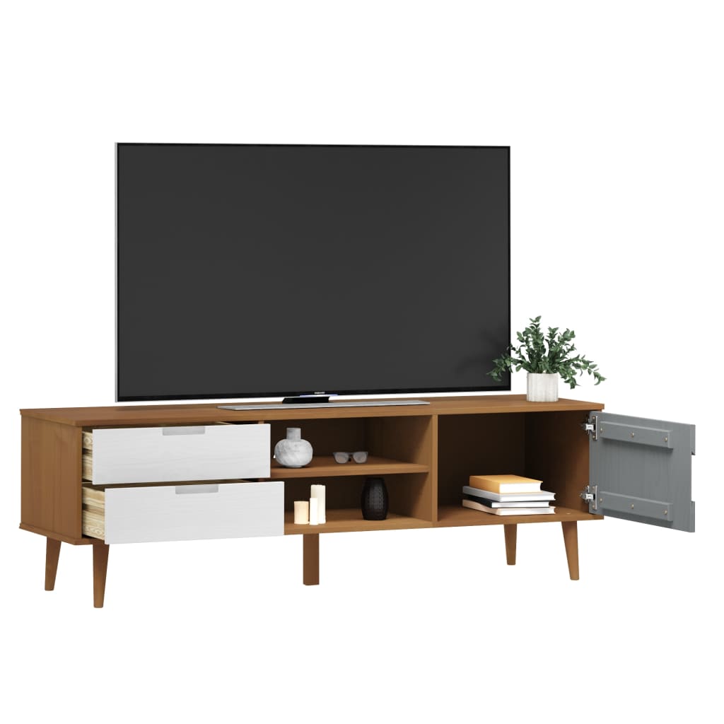 Meuble TV MOLDE Marron 158x40x49 cm Bois de pin massif Meubles TV vidaXL   