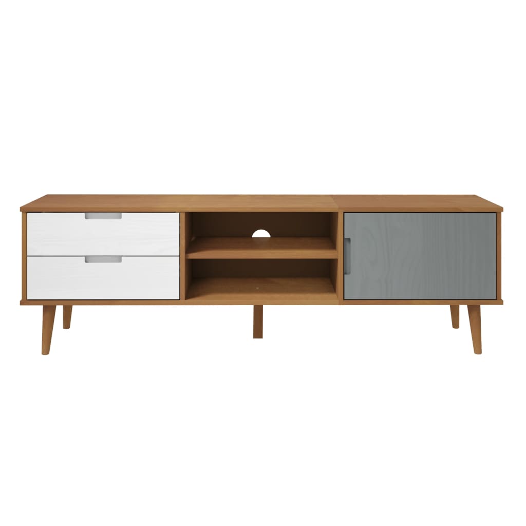 Meuble TV MOLDE Marron 158x40x49 cm Bois de pin massif Meubles TV vidaXL   