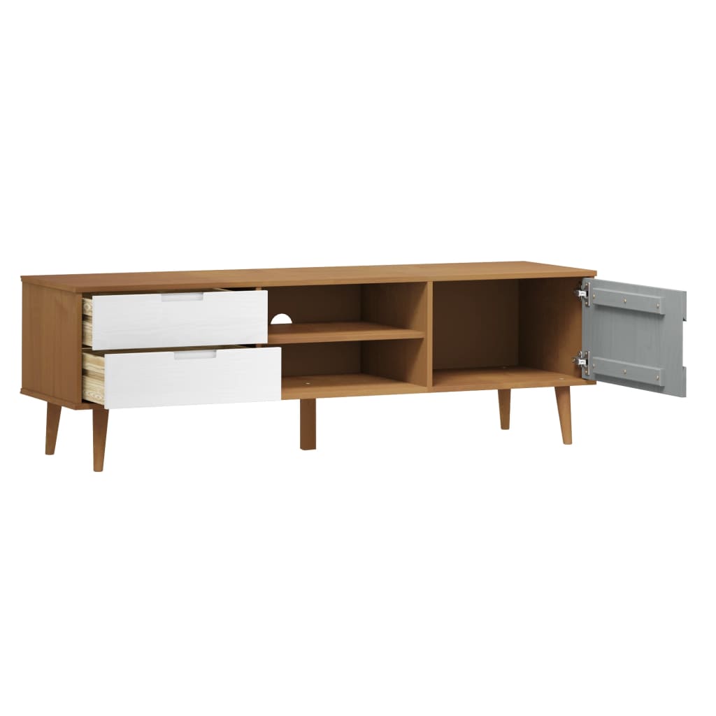 Meuble TV MOLDE Marron 158x40x49 cm Bois de pin massif Meubles TV vidaXL   