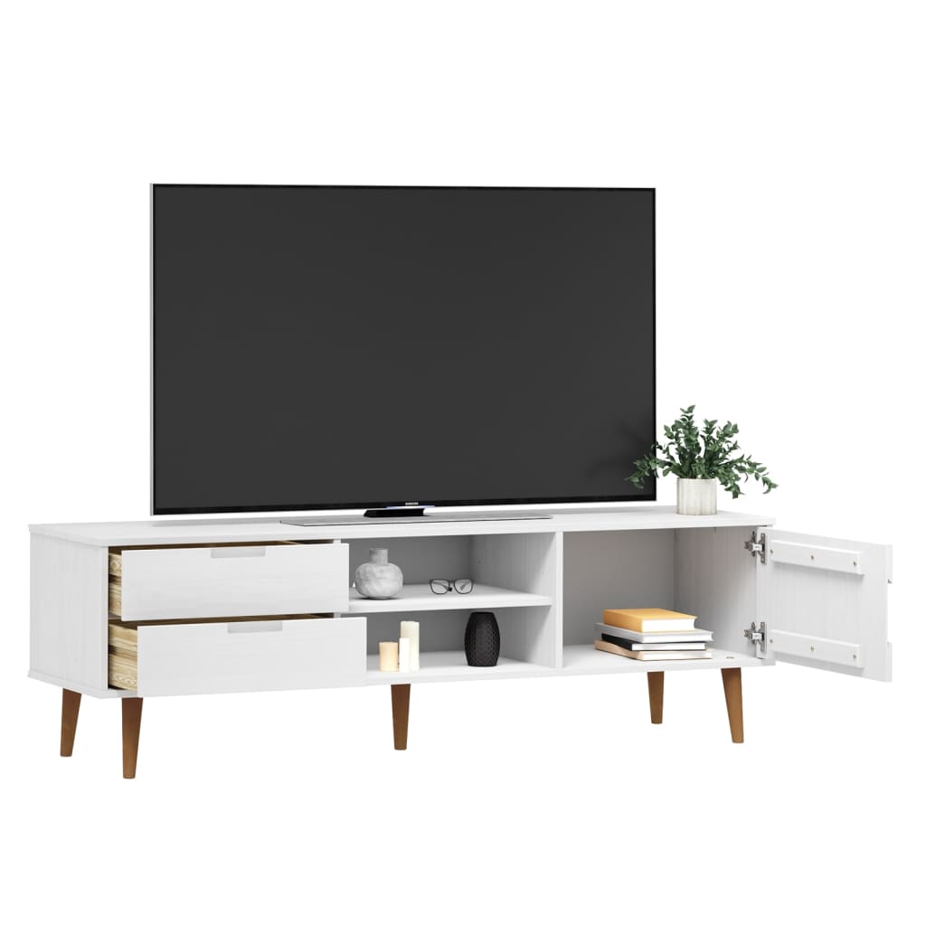 Meuble TV MOLDE Blanc 158x40x49 cm Bois de pin massif Meubles TV vidaXL   
