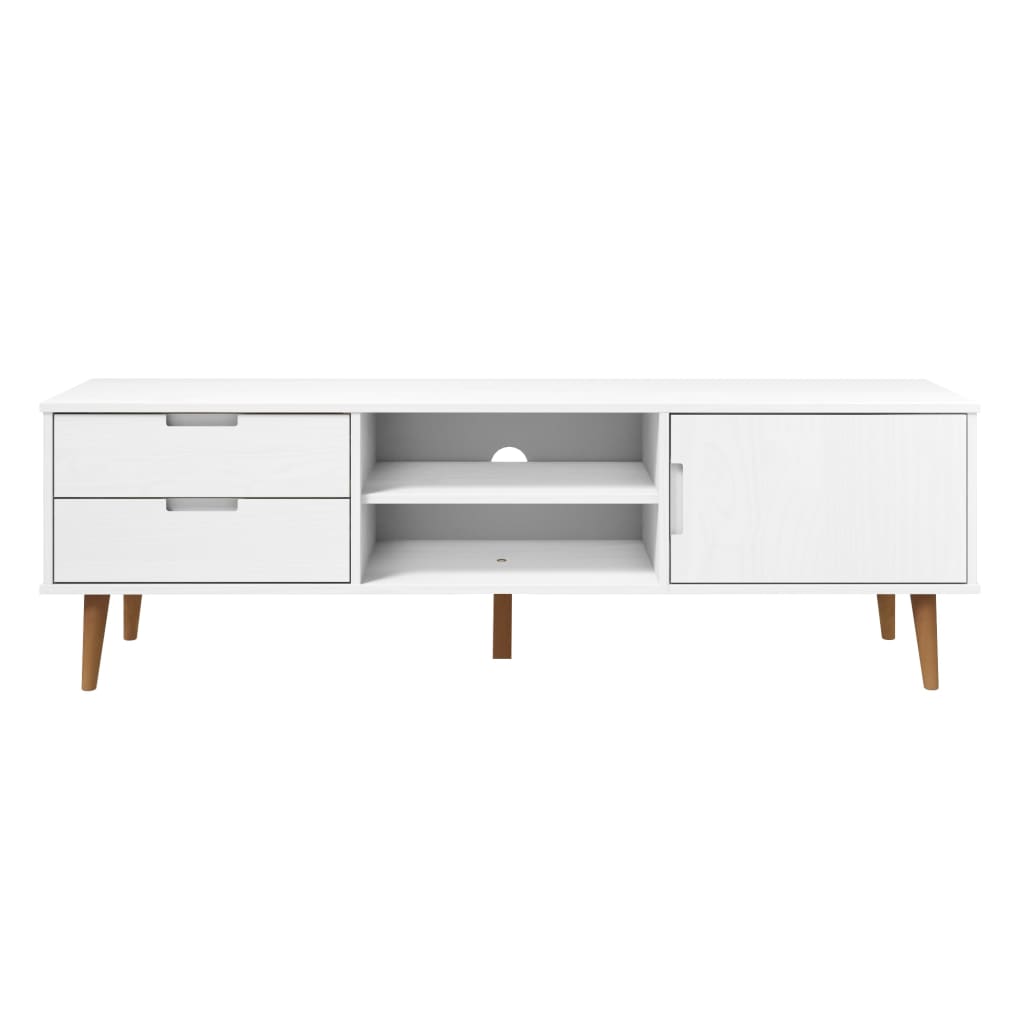 Meuble TV MOLDE Blanc 158x40x49 cm Bois de pin massif Meubles TV vidaXL   