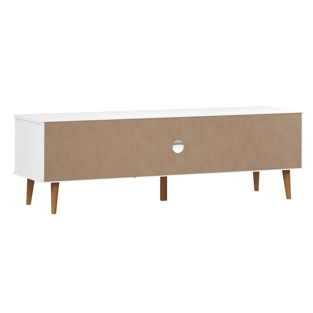 Meuble TV MOLDE Blanc 158x40x49 cm Bois de pin massif - XIOS