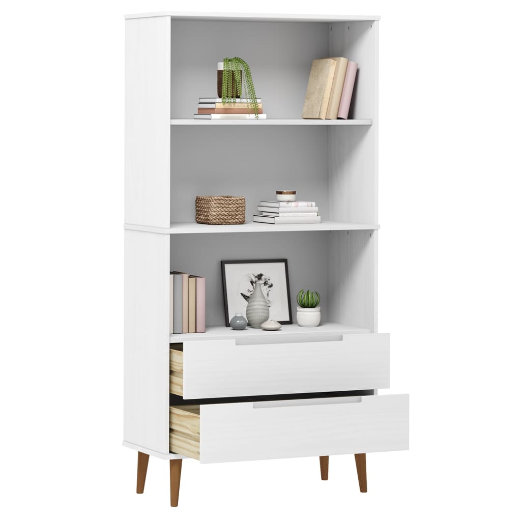 Bibliothèque MOLDE Blanc 85x35x170,5 cm Bois massif de pin - XIOS