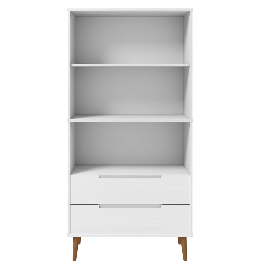 Bibliothèque MOLDE Blanc 85x35x170,5 cm Bois massif de pin - XIOS
