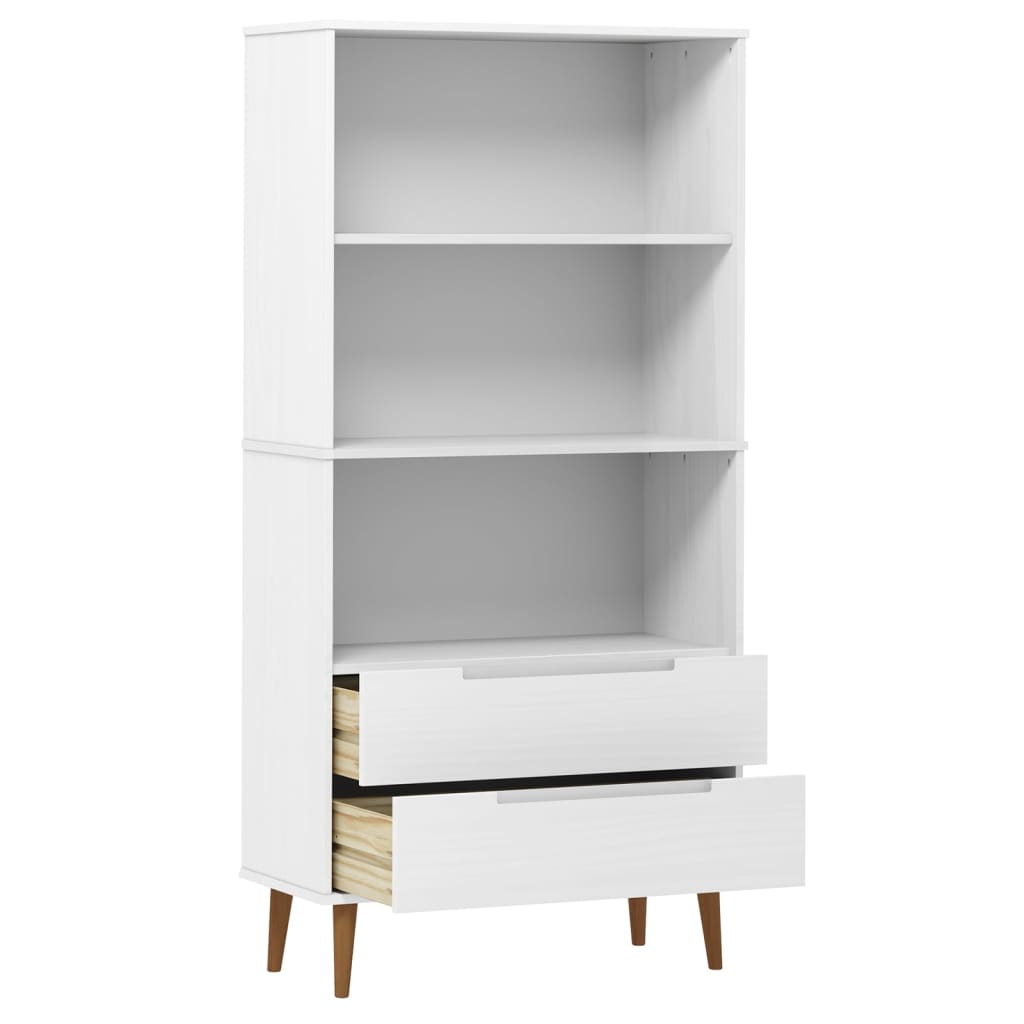 Bibliothèque MOLDE Blanc 85x35x170,5 cm Bois massif de pin - XIOS