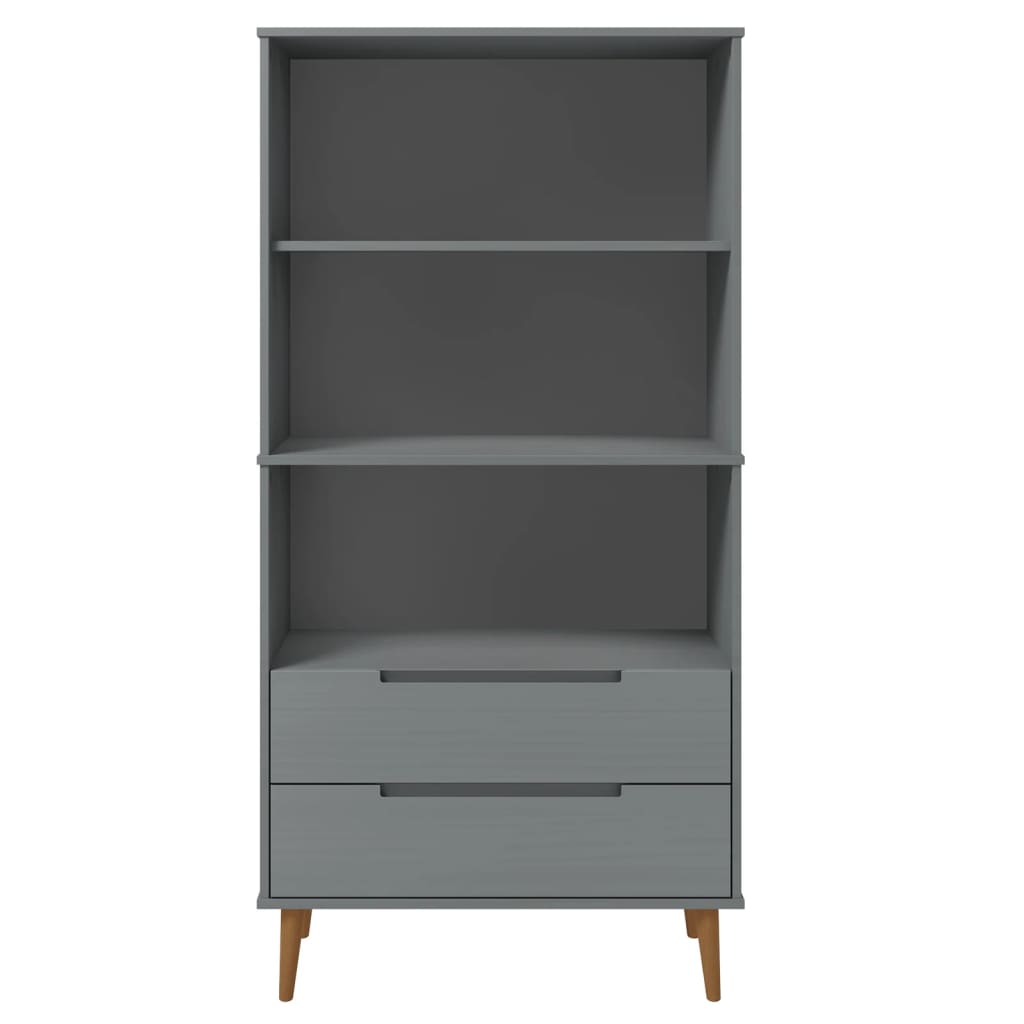 Bibliothèque MOLDE Gris 85x35x170,5 cm Bois massif de pin - XIOS