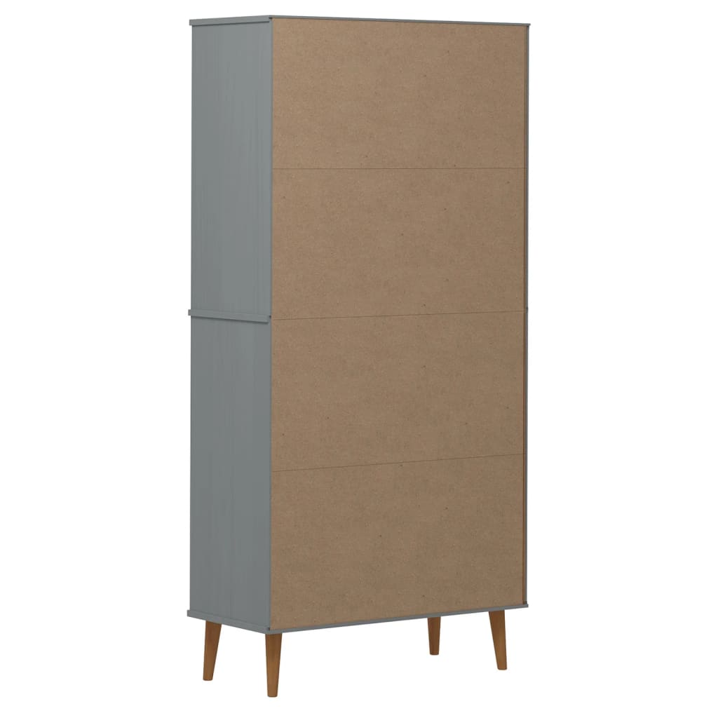 Bibliothèque MOLDE Gris 85x35x170,5 cm Bois massif de pin - XIOS