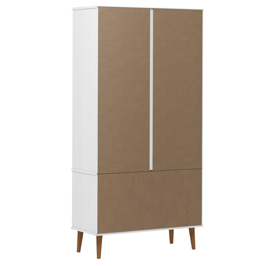 Armoire à vitrine MOLDE Blanc 90x35x175 cm Bois de pin massif - XIOS