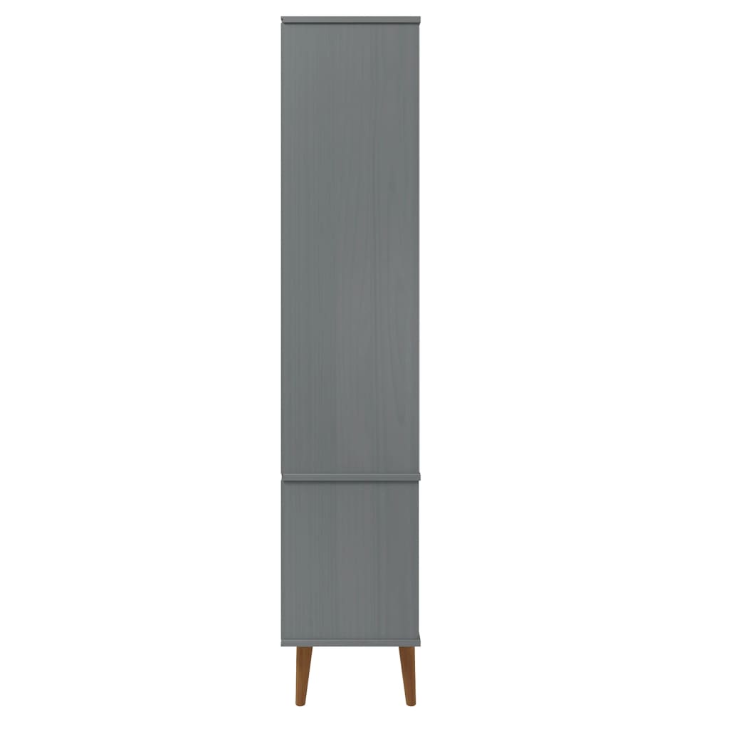 Armoire à vitrine MOLDE Gris 90x35x175 cm Bois de pin massif - XIOS