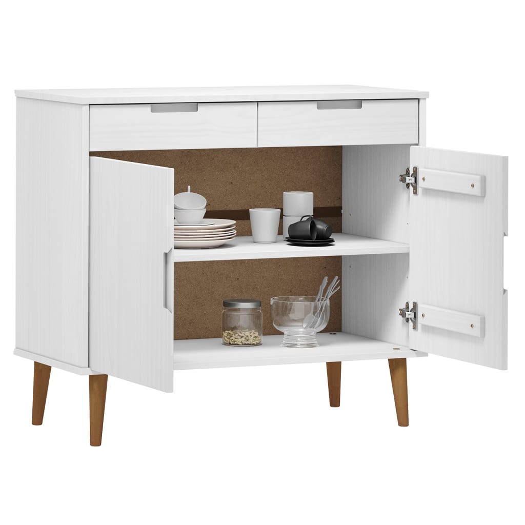 Buffet MOLDE Blanc 90x40x80 cm Bois massif de pin - XIOS