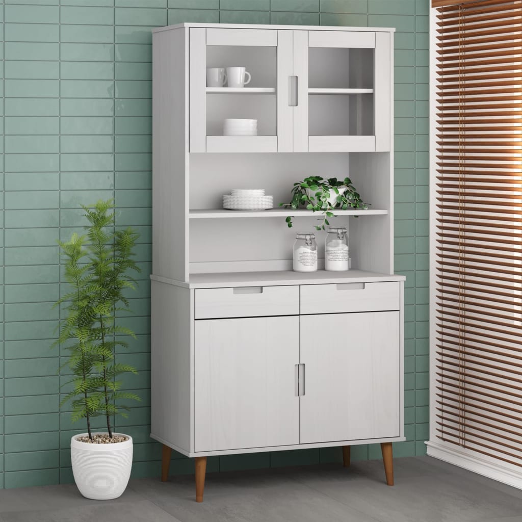 Dessus de buffet MOLDE Blanc 90x35x100 cm Bois massif de pin - XIOS