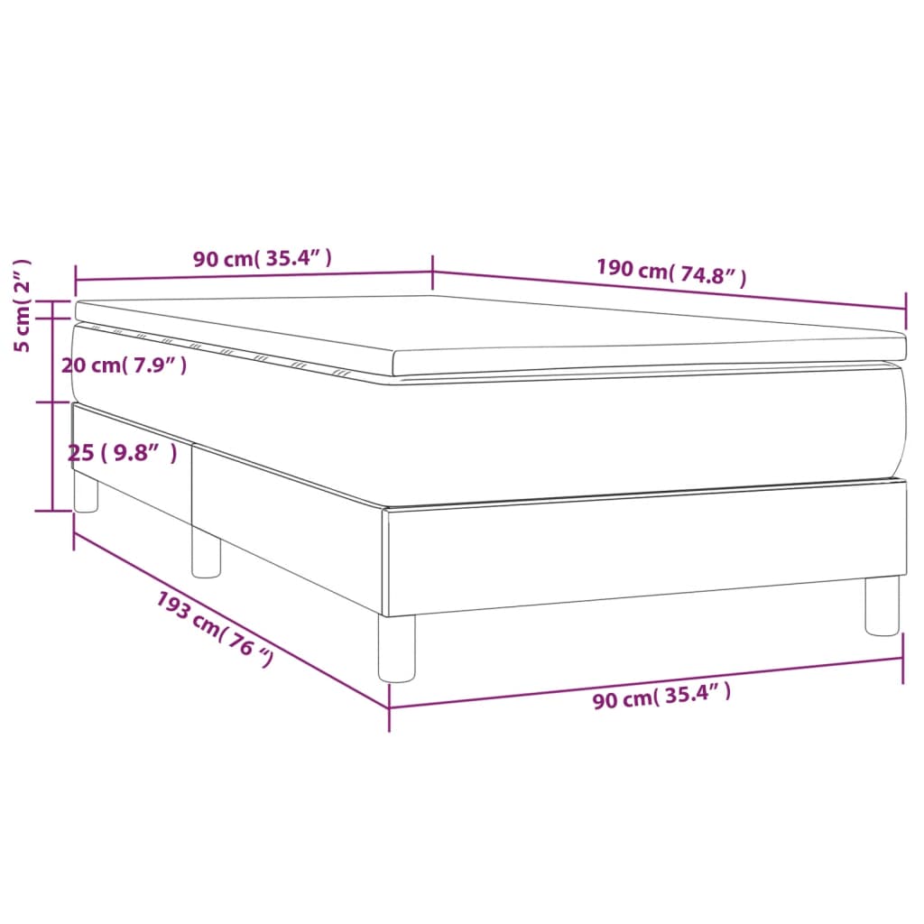Sommier à lattes de lit avec matelas Taupe 90x190 cm Tissu - XIOS
