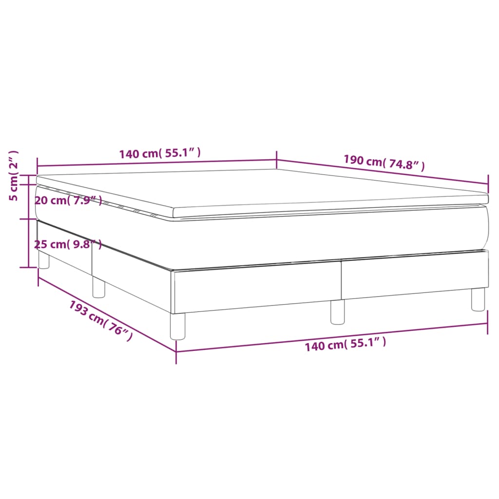 Sommier à lattes de lit avec matelas Gris foncé 140x190cm Tissu - XIOS