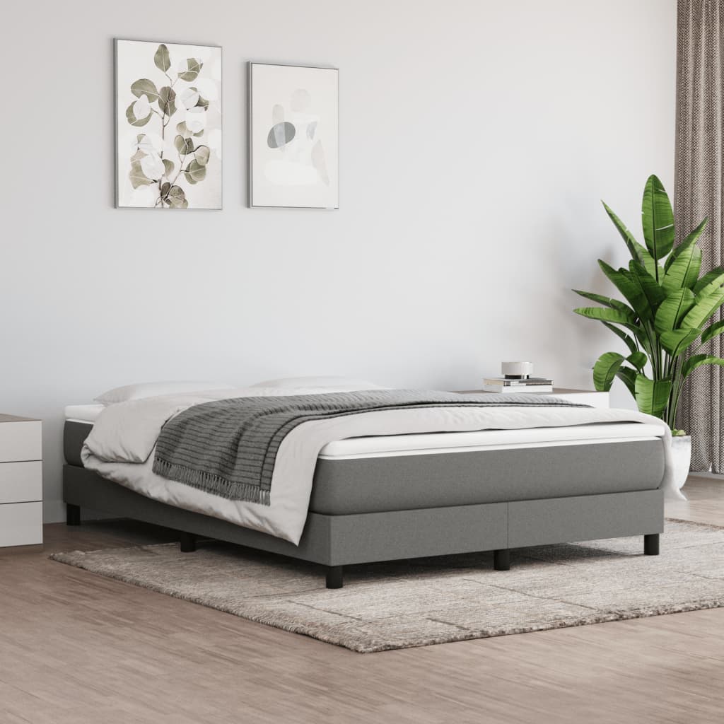 Sommier à lattes de lit avec matelas Gris foncé 140x190cm Tissu - XIOS