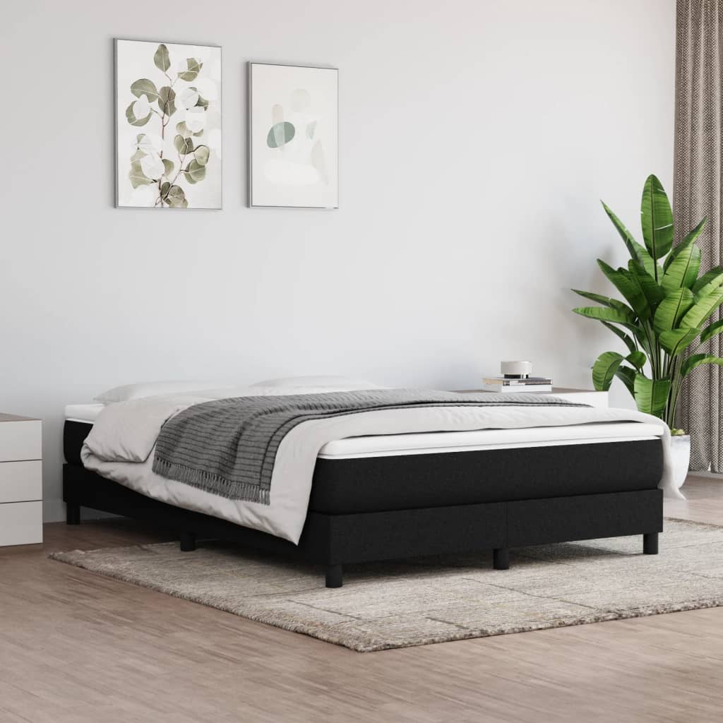 Sommier à lattes de lit avec matelas Noir 140x190 cm Tissu - XIOS