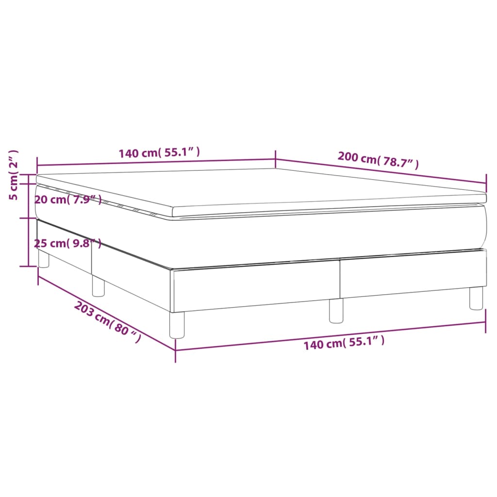 Sommier à lattes de lit avec matelas Taupe 140x200 cm Tissu - XIOS